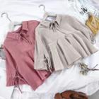Ruffle Hem Short-sleeve Collared Top
