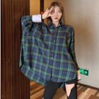 Loose-fit Plaid Shirt With Sash