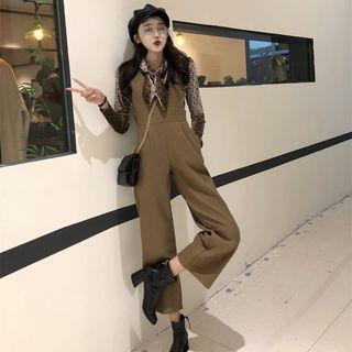 Tie-neck Long-sleeve Blouse / Jumper Wide-leg Pants