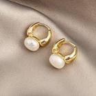 Faux Pearl Hoop Earring 1 Pair - E5330 - White - One Size
