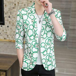 Elbow-sleeve Printed Blazer