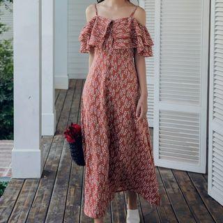 Cold Shoulder Printed Maxi Dress