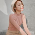 Lettuce Edge Mock Neck Long-sleeve T-shirt