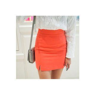 Slit-hem Paneled Mini Skirt