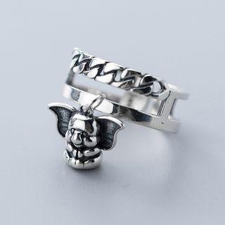 925 Sterling Silver Elephant Open Ring Ring - One Size