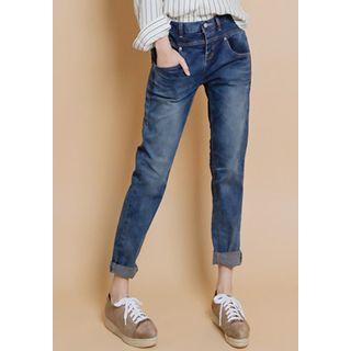 Band-waist Washed Baggy-fit Jeans