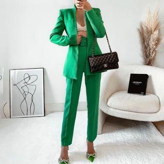 Set: Open-front Jacket + Dress Pants