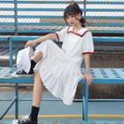 Sailor Collar Puff-sleeve A-line Dress