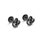 Fashion Creative Plated Black Twisted Rope 316l Stainless Steel Stud Earrings Black - One Size