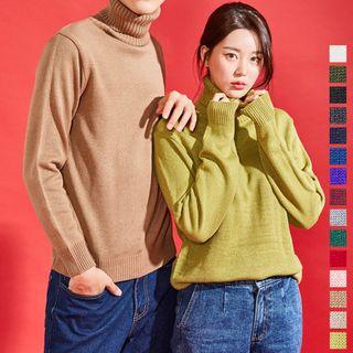 Couple Turtle-neck Knit Top In 16 Colors