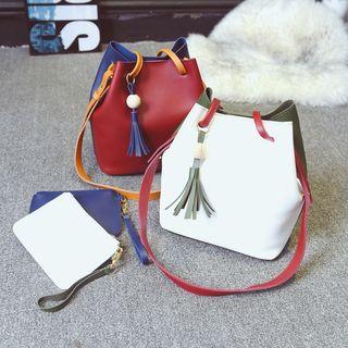 Set Of 2: Color Block Bucket Bag + Coin Purse