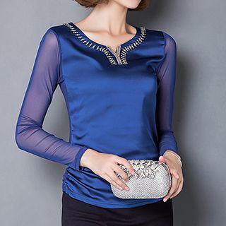 Embellished Long-sleeve Top