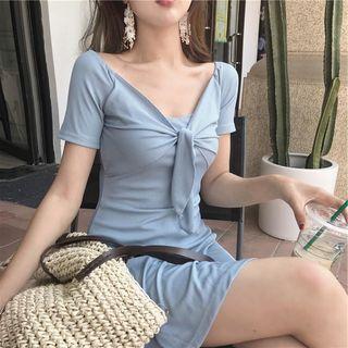 Knot Front Short Sleeve Dress