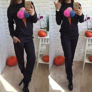 Set: Furry Ball Sweatshirt + Sweatpants