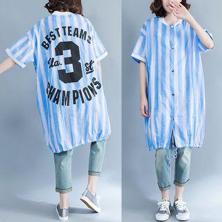 Number Pinstripe Short-sleeve Light Jacket