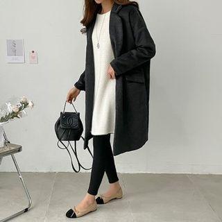 Double-breasted Mohair Blend Long Coat