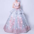 Sleeveless Flower Embroidered Ball Gown