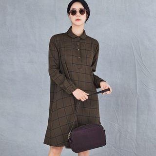 Peterpan-collar Plaid Shirtdress