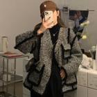 Pocket Detail Tweed Coat Black - One Size