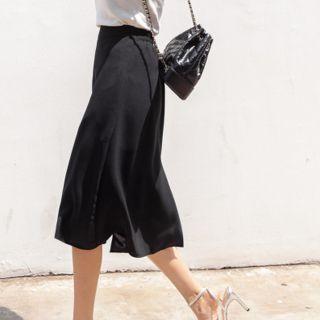 Slit-hem Chiffon Midi Skirt