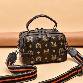 Top Handel Print Zip Crossbody Bag Brown - One Size