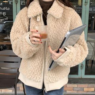 Collared Furry Zip-up Jacket