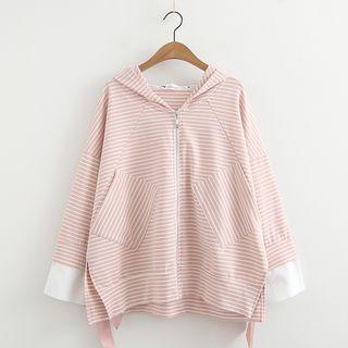 Pinstripe Panel Hooded Jacket
