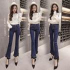 Furry Trim Boot-cut Jeans