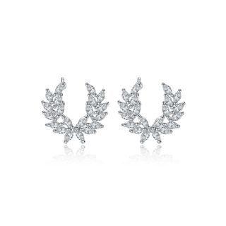 Fashion And Elegant Flower Cubic Zirconia Earrings Silver - One Size
