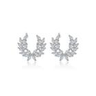 Fashion And Elegant Flower Cubic Zirconia Earrings Silver - One Size