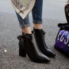 Faux Leather Chunky Heel Tie Lace Boots