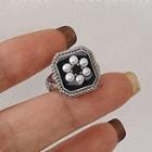 Flower Glaze Rhinestone Alloy Open Ring (various Designs)