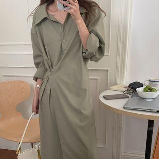 Asymmetrical Midi A-line Shirtdress