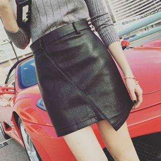Faux Leather Fitted Skirt