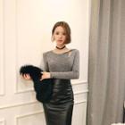 Cutout-front Slim-fit Top