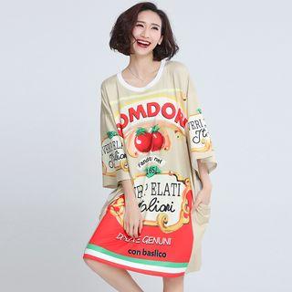 Tomato Print Short Sleeve T-shirt Dress