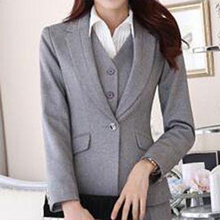 Set: Slim-fit Blazer + Dress Pants + Dress Vest