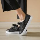 Woven Faux-leather Sneakers