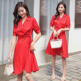 Short-sleeve Pattern A-line Dress