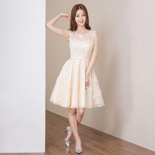 Embroidered Sleeveless A-line Cocktail Dress