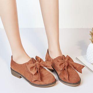 Faux Suede Bow Accent Oxfords
