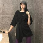 Elbow-sleeve Front Knot T-shirt