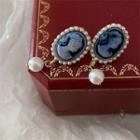 Retro Faux Pearl Alloy Dangle Earring 1 Pair - Blue - One Size