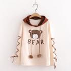 Long Sleeve Print Hoodie Khaki - One Size