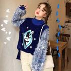 Mock-neck Embroidered Sequined Sweatshirt