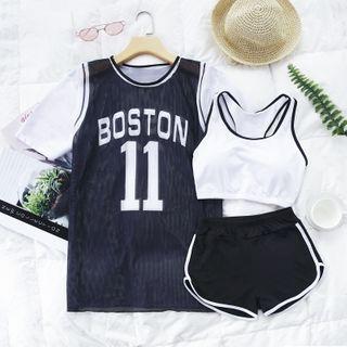 Set: Short-sleeve T-shirt + Tankini Top + Shorts