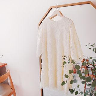 3/4-sleeve Laced Shift Dress