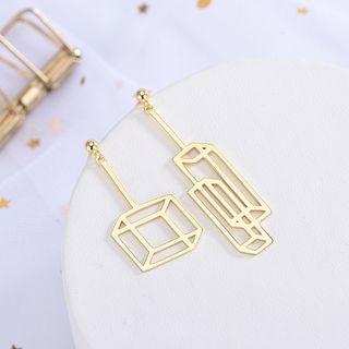 Non-matching 925 Sterling Silver Geometric Dangle Earring