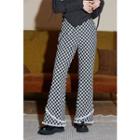 Lace Trim Check Bootcut Pants