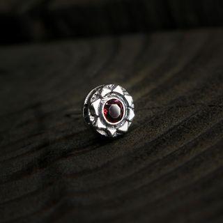 Gemstone Sterling Silver Single Earring Single - Silver & Red - One Size